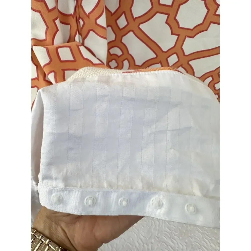 King Duvet Cotton Cream Orange Lattice Chain link MODERN 1 Sham Hand Made